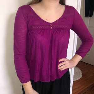 American Eagle Outfitters Purple Boho Lace Blouse